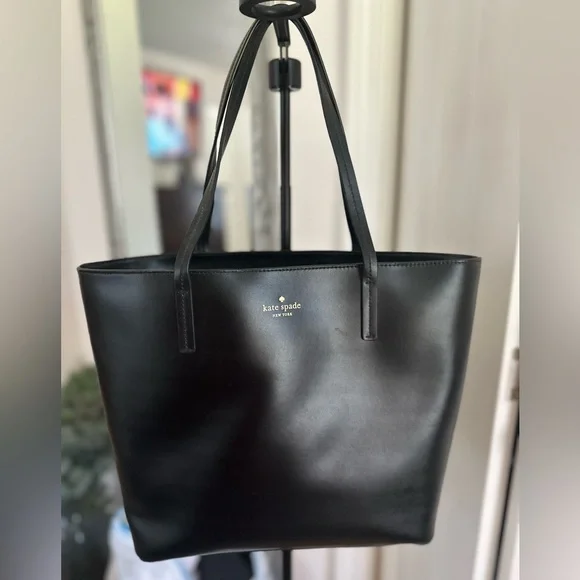 Kate Spade New York Black Leather Tote Bag - Picture 1 of 8